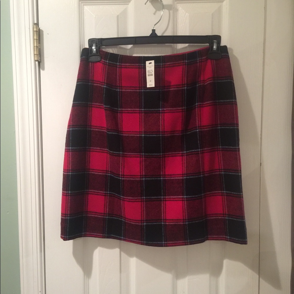 Talbots Petites 8p, plaid wool blend skirt